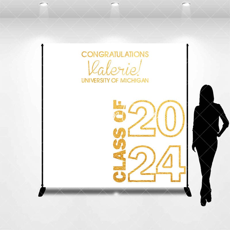 Aperturee - Congratulations White Custom Graduation Backdrop