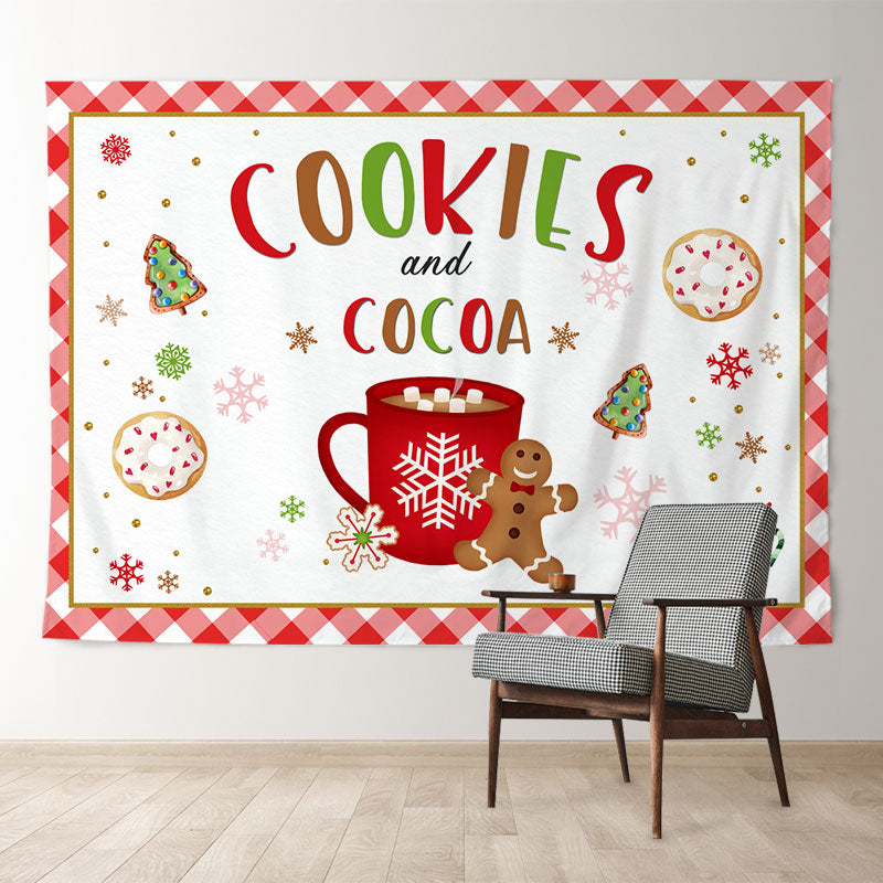 Aperturee - Cookies And Cocoa Cartoon Merry Christmas Backdrop