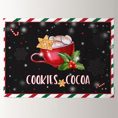Aperturee - Cookies Cocoa Red Cup Black Christmas Backdrop
