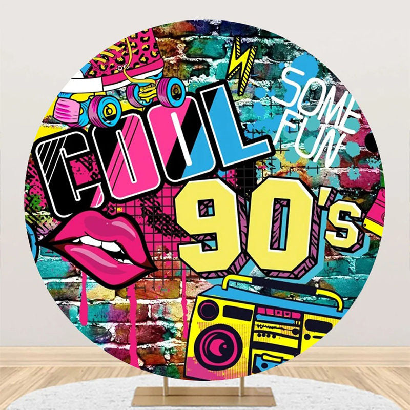 Aperturee - Cool 90s Lip Disco Musical Round Backdrop For Party