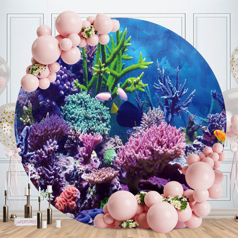 Aperturee - Coral And Fishes Under The Sea Circle Birthday Backdrop