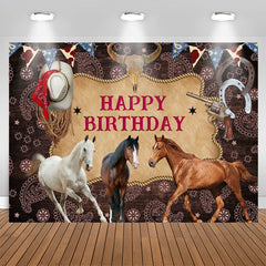 Aperturee - Cowboy Horses Cool Happy Birthday Backdrop For Males