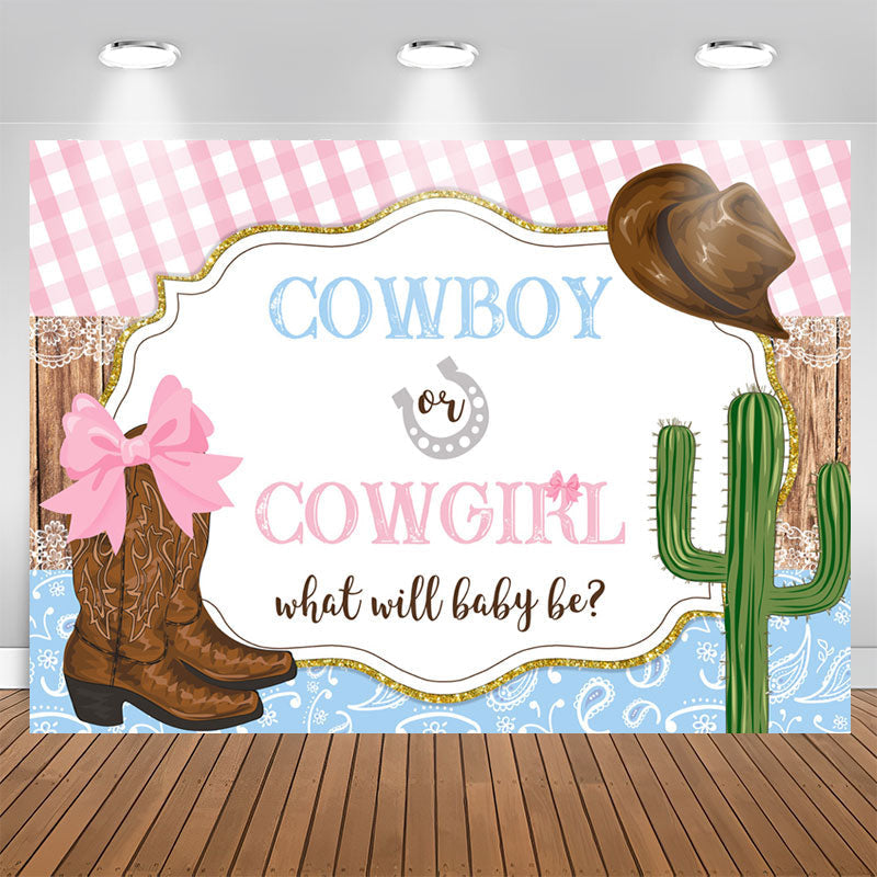 Aperturee - Cowboy Or Cowgirl What Will Baby Be Gender Reveal Backdrop