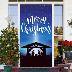 Aperturee - Cowshed Holy Light Night Merry Christmas Door Cover