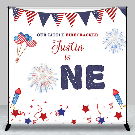 Aperturee - Custom American Flag July of 4 Birthday Backdrop for Boy