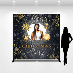 Aperturee - Custom Black Snowflake Christmas Party Backdrop