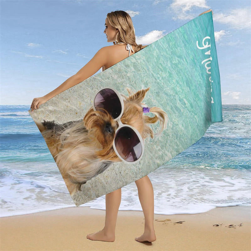 Aperturee - Custom Clear Sea Water Sunglasses Puppy beach towel