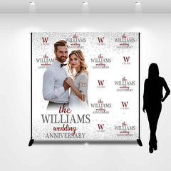 Aperturee - Custom Couple Photo Silver Wedding Anniversary Backdrop