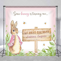 Aperturee - Custom Cute Bunny Spring Plant 1st Birthday Backdrop