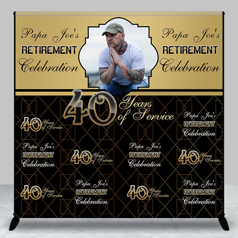 Aperturee - Custom Gold Black Step And Repeat Retirement Backdrop