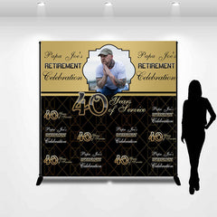 Aperturee - Custom Gold Black Step And Repeat Retirement Backdrop