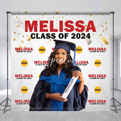 Aperturee - Custom Grey Red Step And Repeat Graduation Backdrop