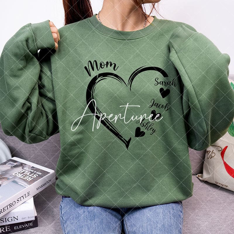 Aperturee - Custom Heart Sweatshirt Grandma With Kids Name Christmas Gifts