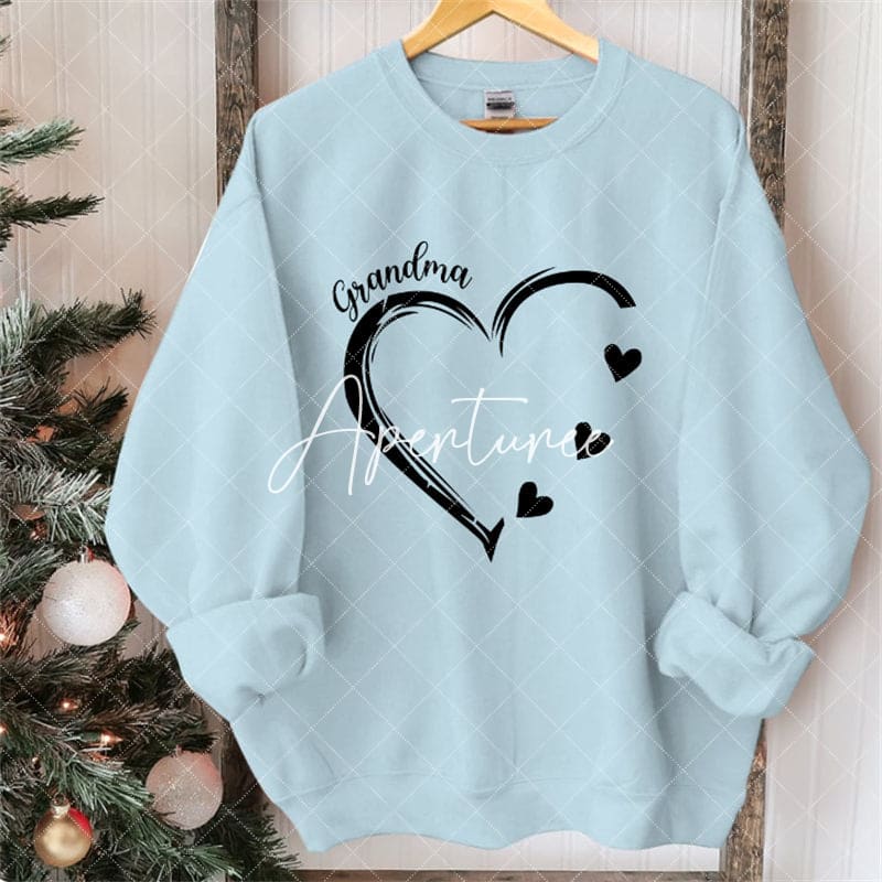 Aperturee - Custom Heart Sweatshirt Grandma With Kids Name Christmas Gifts