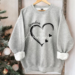 Aperturee - Custom Heart Sweatshirt Grandma With Kids Name Christmas Gifts