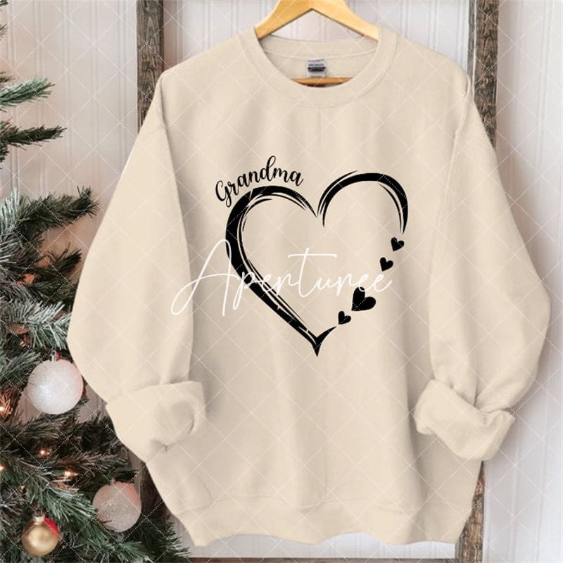 Aperturee - Custom Heart Sweatshirt Grandma With Kids Name Christmas Gifts