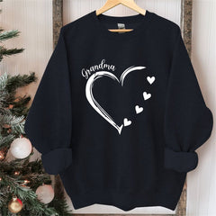 Aperturee - Custom Heart Sweatshirt Grandma With Kids Name Christmas Gifts