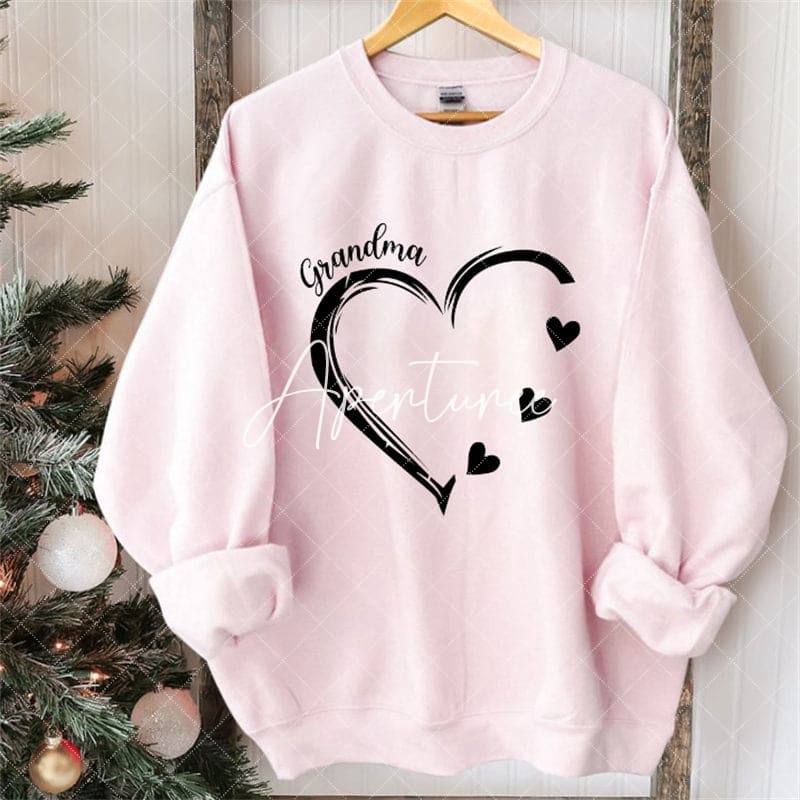 Aperturee - Custom Heart Sweatshirt Grandma With Kids Name Christmas Gifts