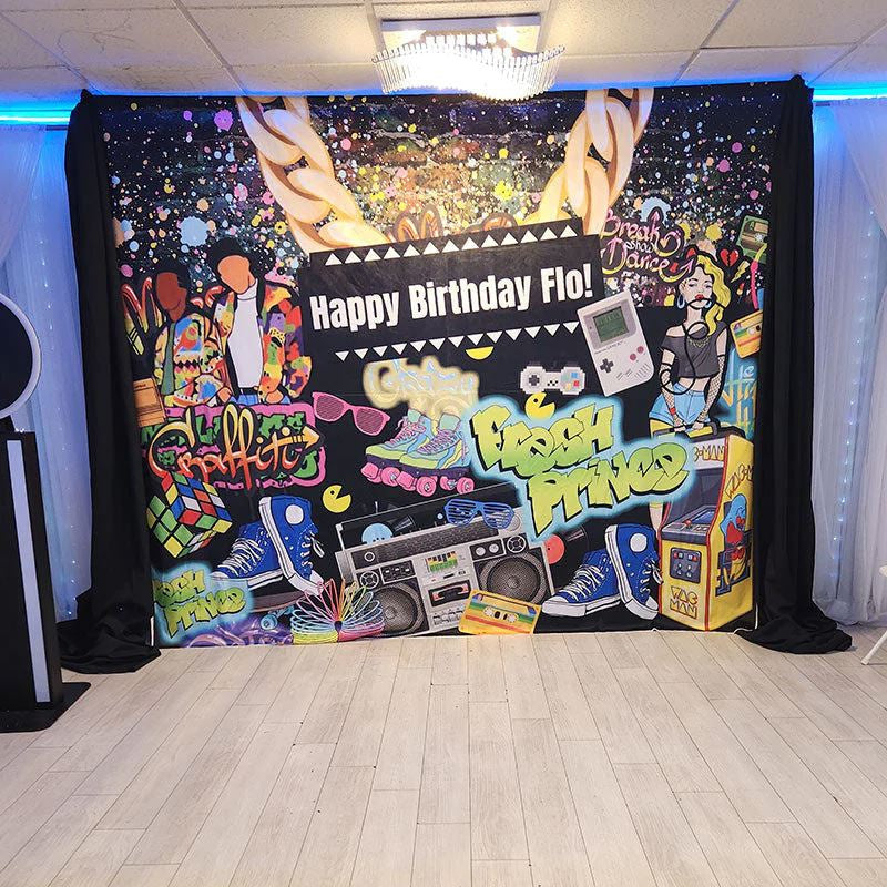 Aperturee - Custom Microfiber Cloth Backdrop With Personalized Text Print
