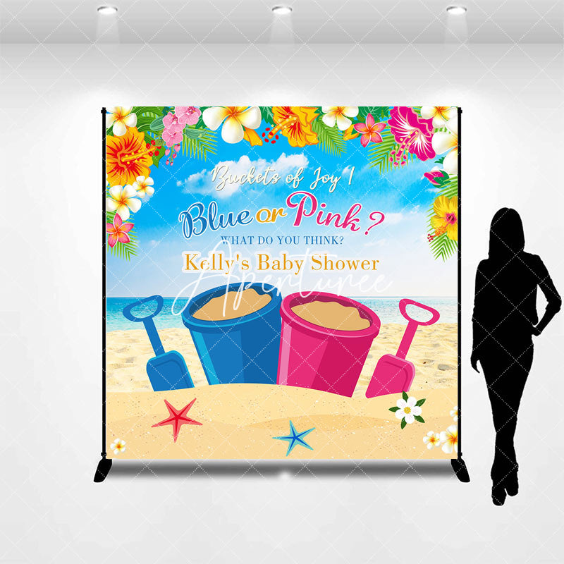 Aperturee - Custom Name Blue Or Pink Sand Baby Shower Backdrop
