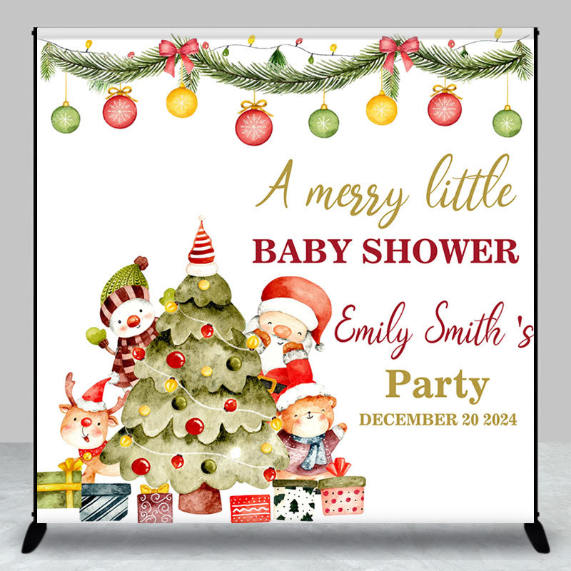 Aperturee - Custom Name Christmas Tree Baby Shower Backdrop