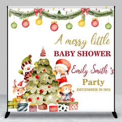 Aperturee - Custom Name Christmas Tree Baby Shower Backdrop