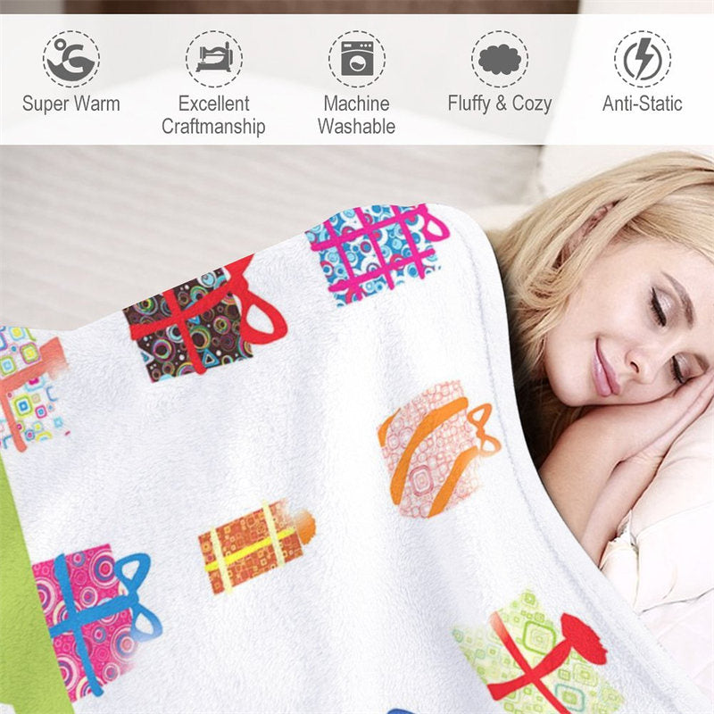 Aperturee - Custom Name Gift Box Girl Gift Christmas Blanket