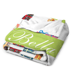 Aperturee - Custom Name Gift Box Girl Gift Christmas Blanket