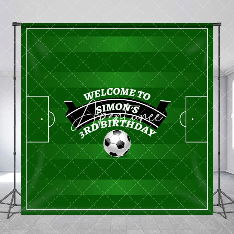 Aperturee - Custom Name Green Football Field Birthday Backdrop