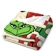 Aperturee - Custom Name Hoho Grinch Yellow Christmas Blanket