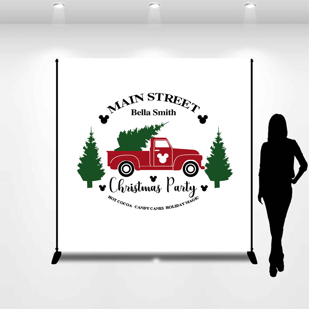Lofaris Custom Name Main Street Truck Christmas Backdrop