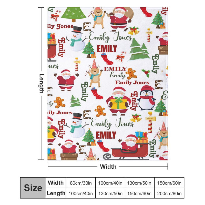 Aperturee - Custom Name Santa Claus Pine Elk Christmas Blanket
