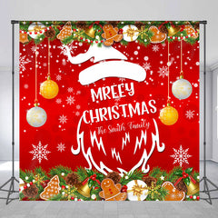 Aperturee - Custom Name Santa Snowy Family Christmas Backdrop