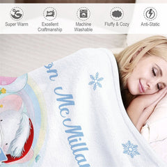 Aperturee - Custom Name Snowflake Baby First Christmas Blanket