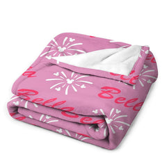 Aperturee - Custom Name Sparkle Pattern Repeat Pink Blanket