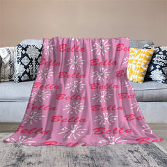 Aperturee - Custom Name Sparkle Pattern Repeat Pink Blanket