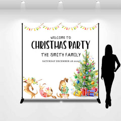 Aperturee - Custom Name Xmas Tree Family Christmas Backdrop