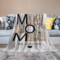 Aperturee - Custom Photo Bold Mom Letters Present Warm Blanket