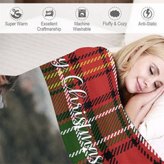 Aperturee - Custom Photo Classic Red Checkered Christmas Blanket