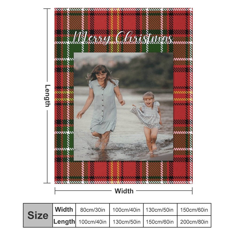 Aperturee - Custom Photo Classic Red Checkered Christmas Blanket