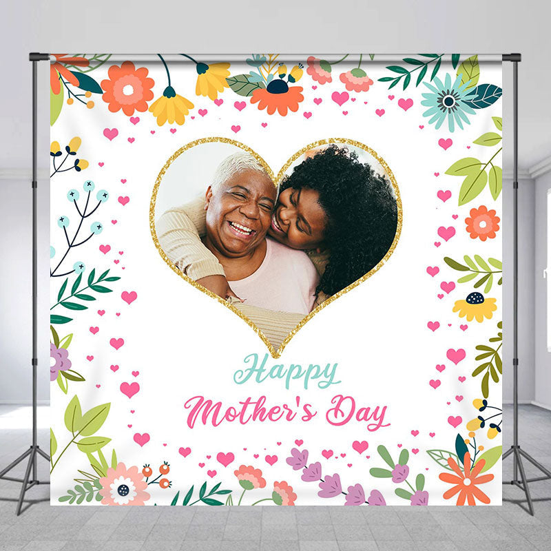 Aperturee - Custom Photo Colorful Floral Mothers Day Backdrop