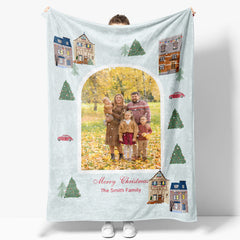 Aperturee - Custom Photo House Tree Family Christmas Blanket