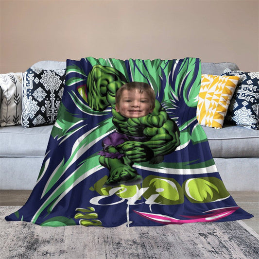 Aperturee - Custom Photo Strong Green Boor Monster Hero Blanket