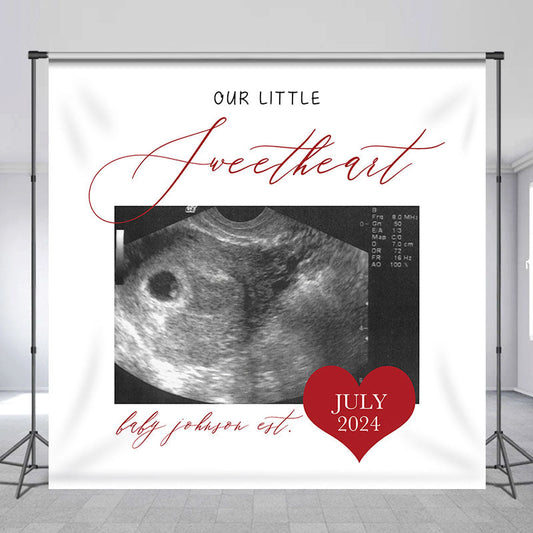 Aperturee - Custom Photo Ultrasound Sweetheart Baby Shower Backdrop