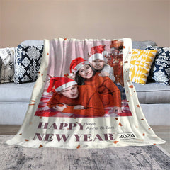 Aperturee - Custom Picture Happy New Year Warm Soft Blanket