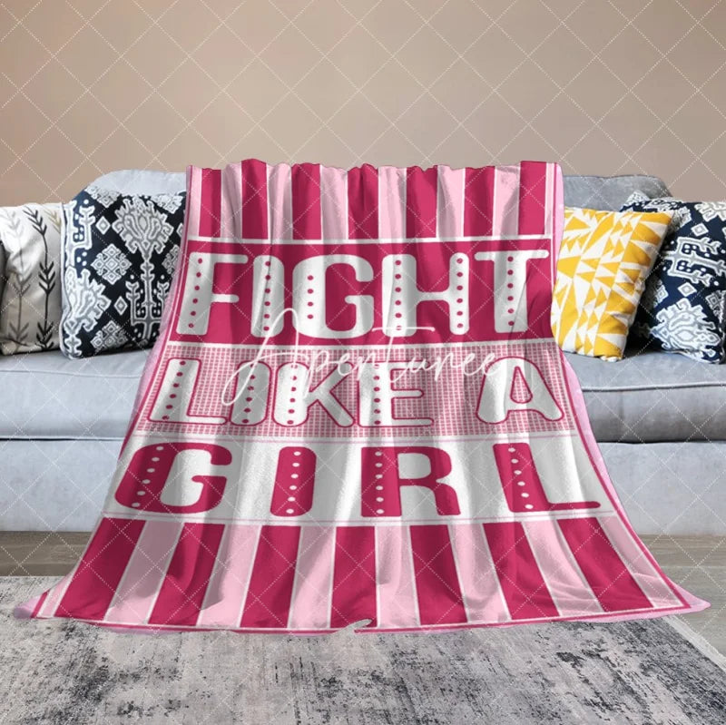 Aperturee - Custom Pink Stripe Fight Like A Girl Text Blanket