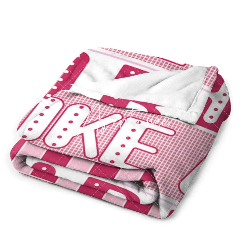 Aperturee - Custom Pink Stripe Fight Like A Girl Text Blanket