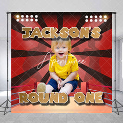 Aperturee - Custom Red Boxing Ring Round One Birthday Backdrop