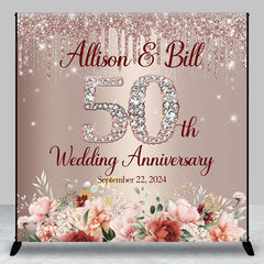 Aperturee - Custom Rose Pink 50th Wedding Anniversary Backdrop