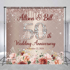 Aperturee - Custom Rose Pink 50th Wedding Anniversary Backdrop